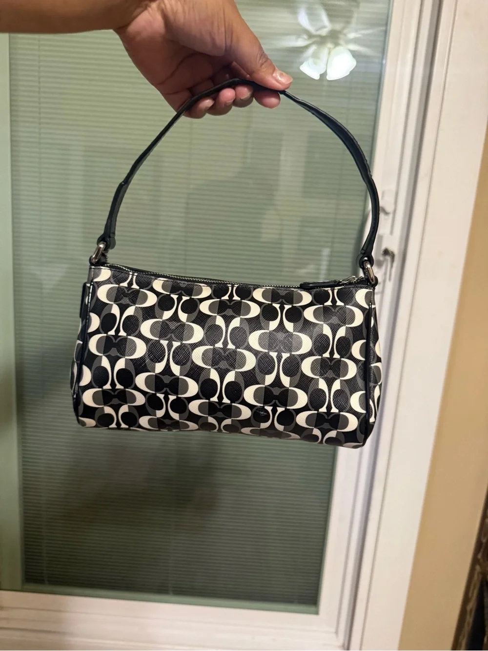 Coach white compact zip
